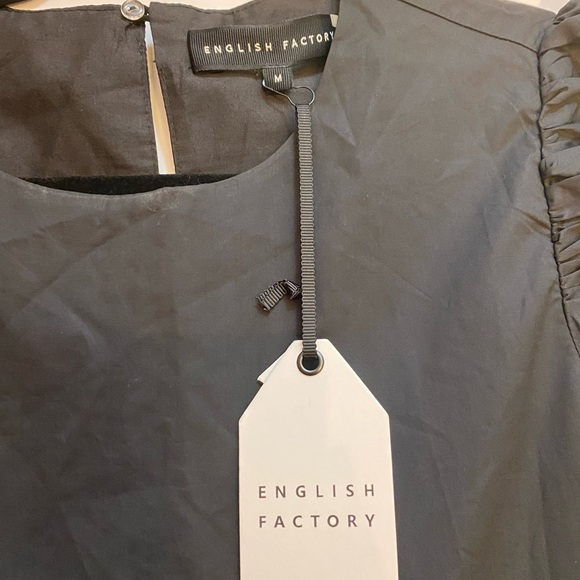 English Factory Women's Poplin Corsage Mini Dress, Black Size Medium NWT - Picture 9 of 16